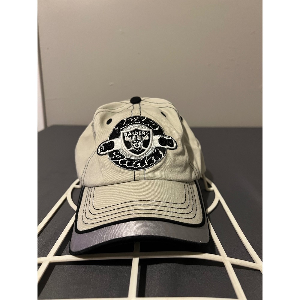 NFL Oakland Raiders Hat Tan Black Contrast Stitch Adjustable Strapback Cap 1960